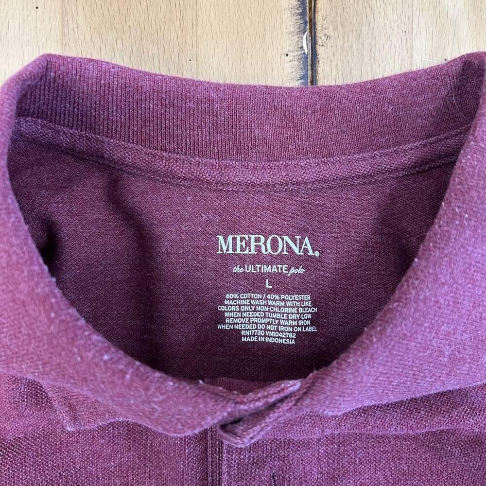 Merona Ultimate Polo Size L Burgundy Heather Cotton Blend